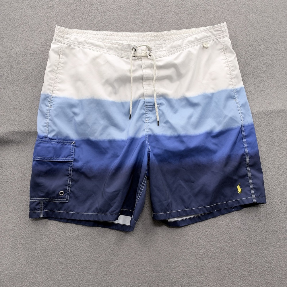 Polo Ralph Lauren Swim Shorts Mens Big 2X Blue Ombre Trunks Mesh Lined Beach